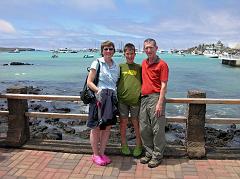 Galapagos 5-1-12 Charlotte Ryan, Peter Ryan and Jerome Ryan Posing At Academy Bay, Puerto Ayora
